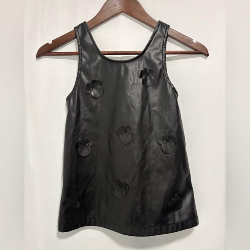Disney Minnie Mouse‎ Faux Leather Dress Girls 4T Black Embossed Jumper